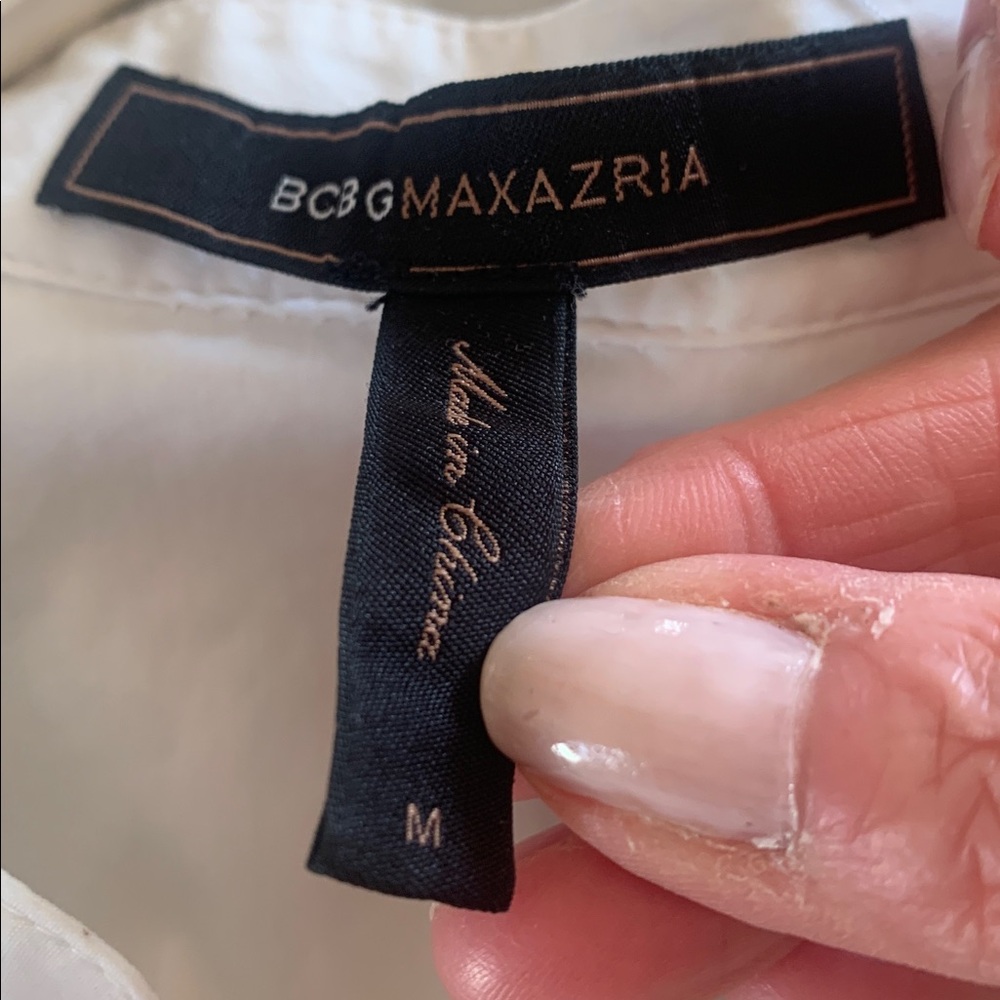 BCBGMaxAzria White Ruffled Button-Down Blouse - Picture 5 of 6